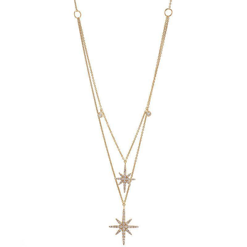 Luxle 14k Gold 1/3 Carat T.W. Diamond Double Strand Starburst Necklace, Womens Product Image