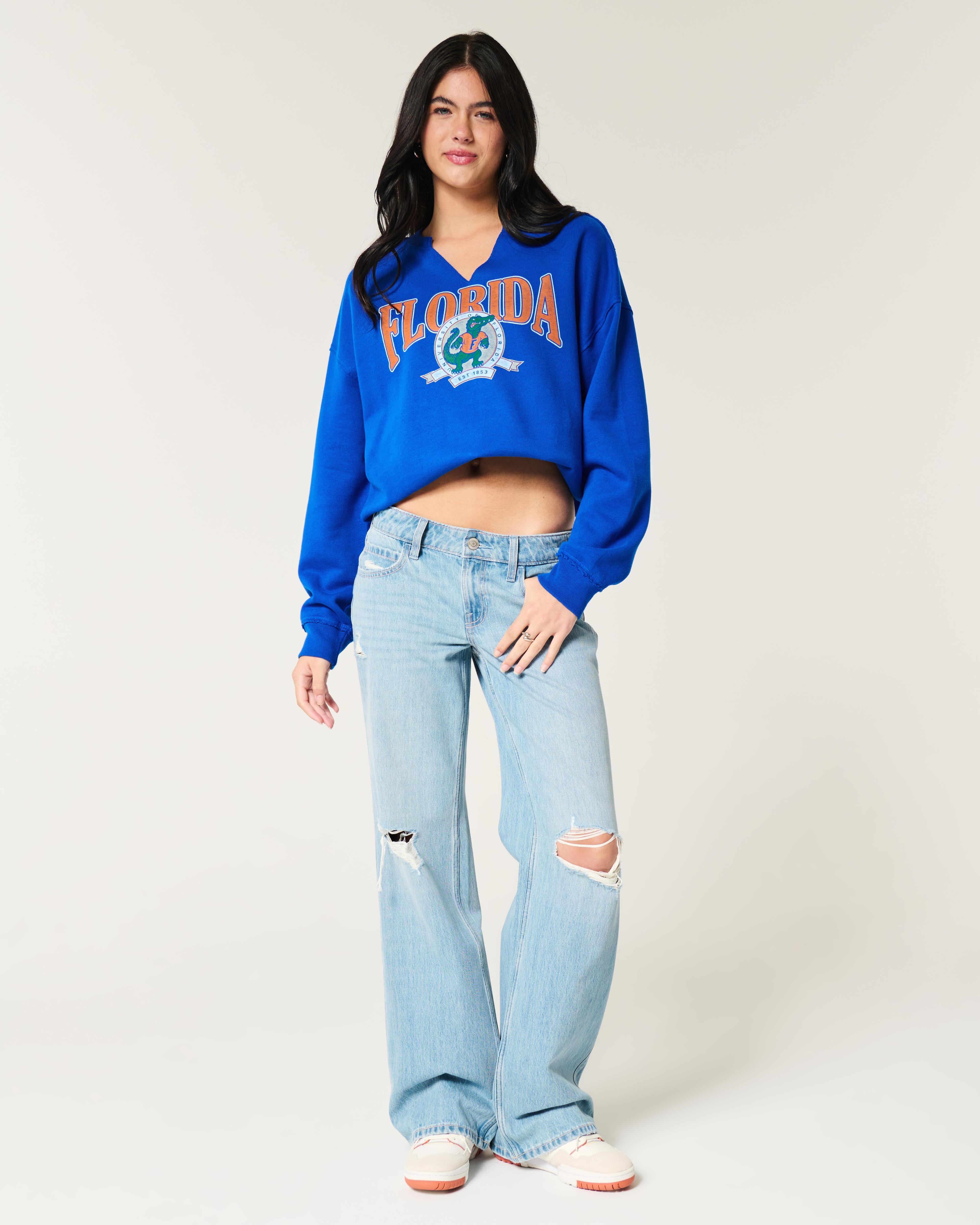 Oversized New York Graphic Notch-Neck Sweatshirt Product Image