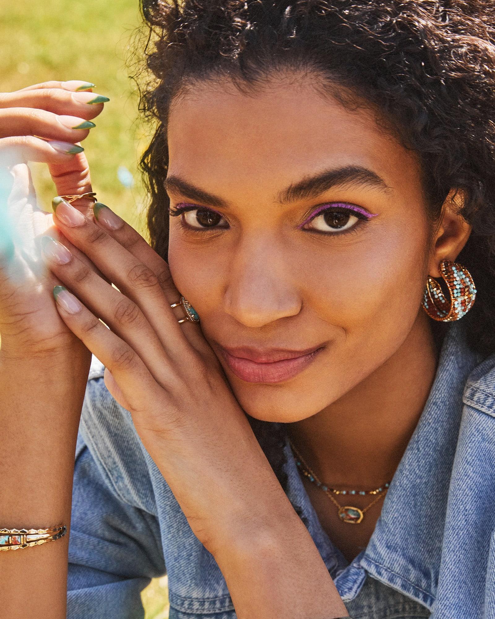 Britt Silver Hoop Earrings in Multi Mix Product Image