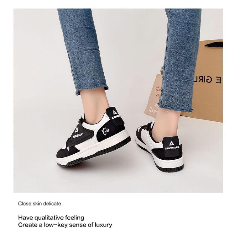 Color Block Lettering Platform Sneakers Product Image