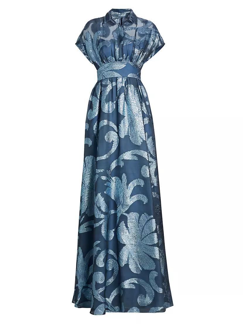 Metallic Floral Full Skirt Gown Product Image