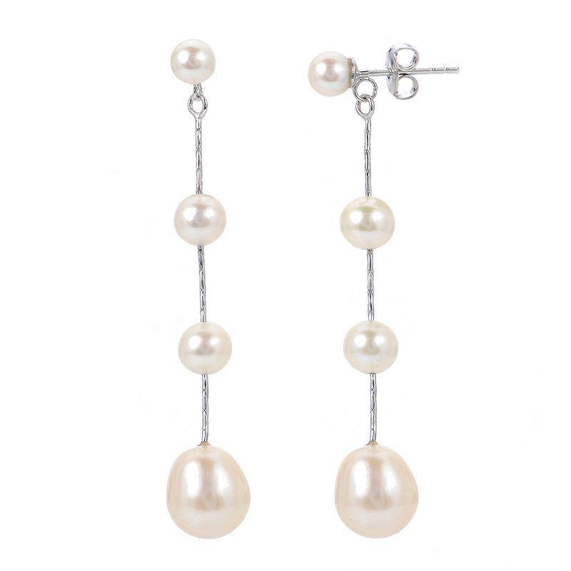 PearLustre by Imperial Sterling Silver Freshwater Cultured Pearl Linear Drop Earrings, Womens Product Image