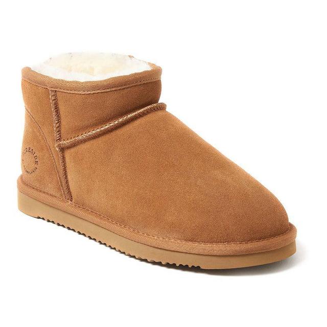 Fireside by Dearfoams Riverland Womens Shearling Micro Ankle Boot Slippers Brown Product Image