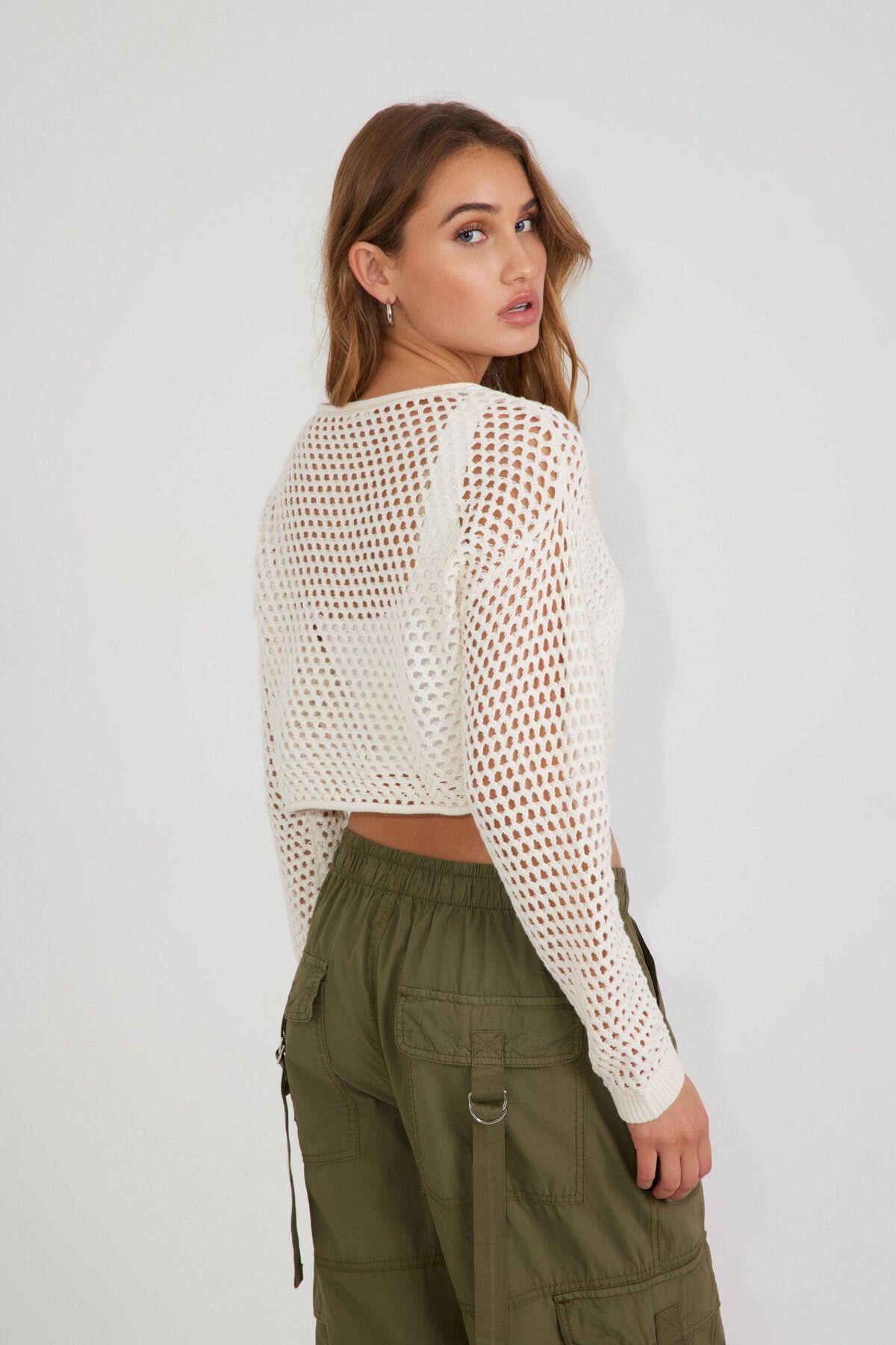 Open-Knit Cropped Sweater Product Image