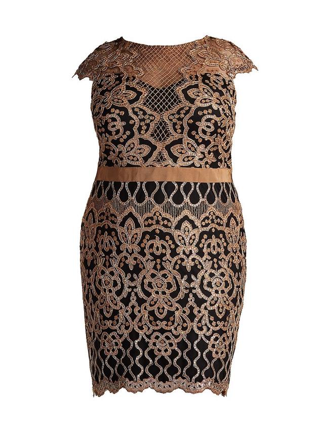 Womens Sequined Lace Cocktail Dress Product Image