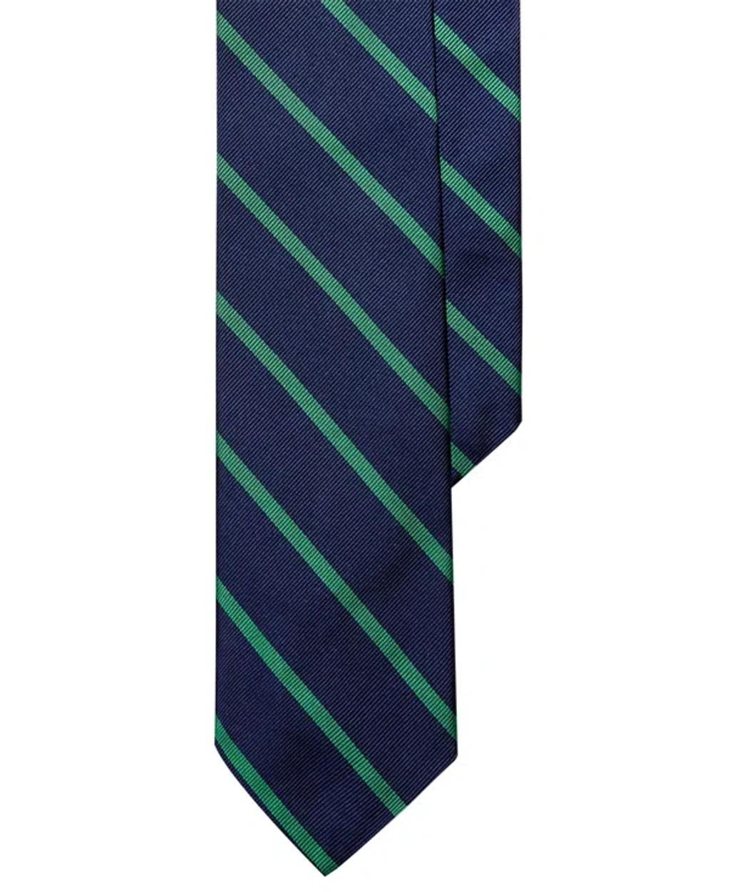 Men's Striped Silk Tie In Navy,green Product Image