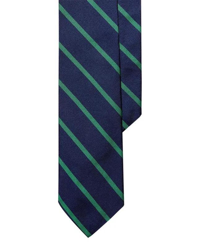 Men's Striped Silk Tie In Navy,green Product Image