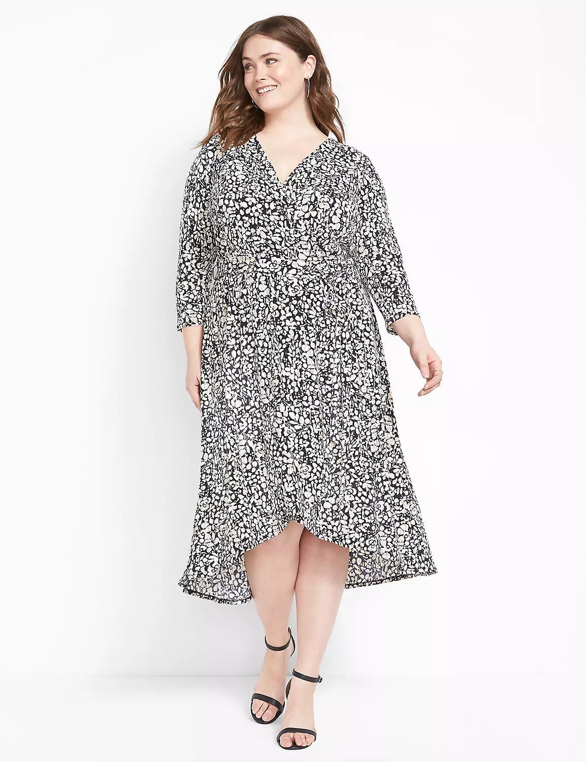 Surplice High-Low Midi Dress Product Image