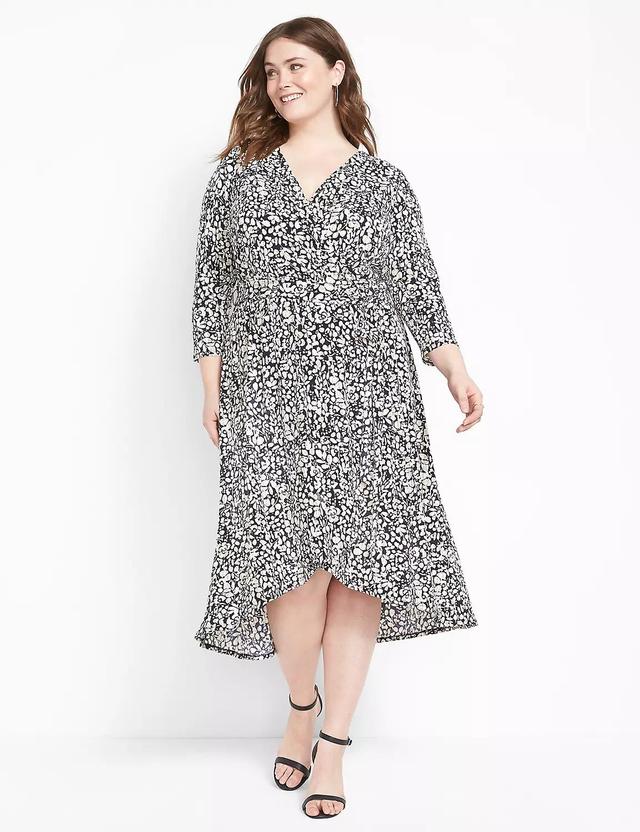 Surplice High-Low Midi Dress Product Image