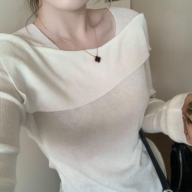 Asymmetrical Neck Plain Sweater Product Image