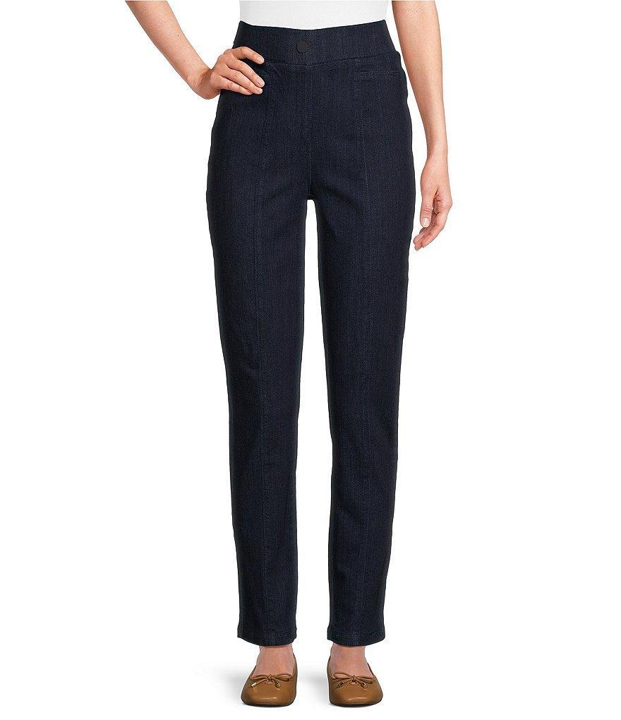 Intro Petite Size Bella Straight Leg Pull-On Denim Pant Product Image