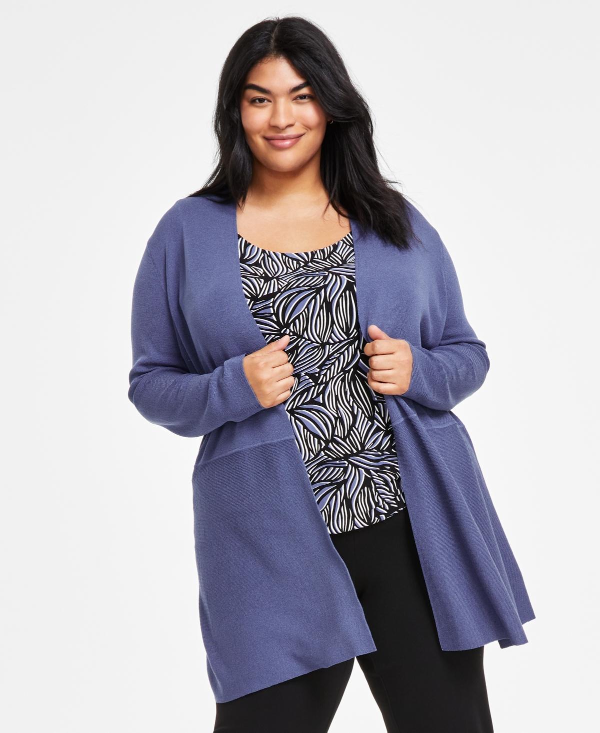 Anne Klein Plus Size Monterey Open-Front Cardigan Product Image