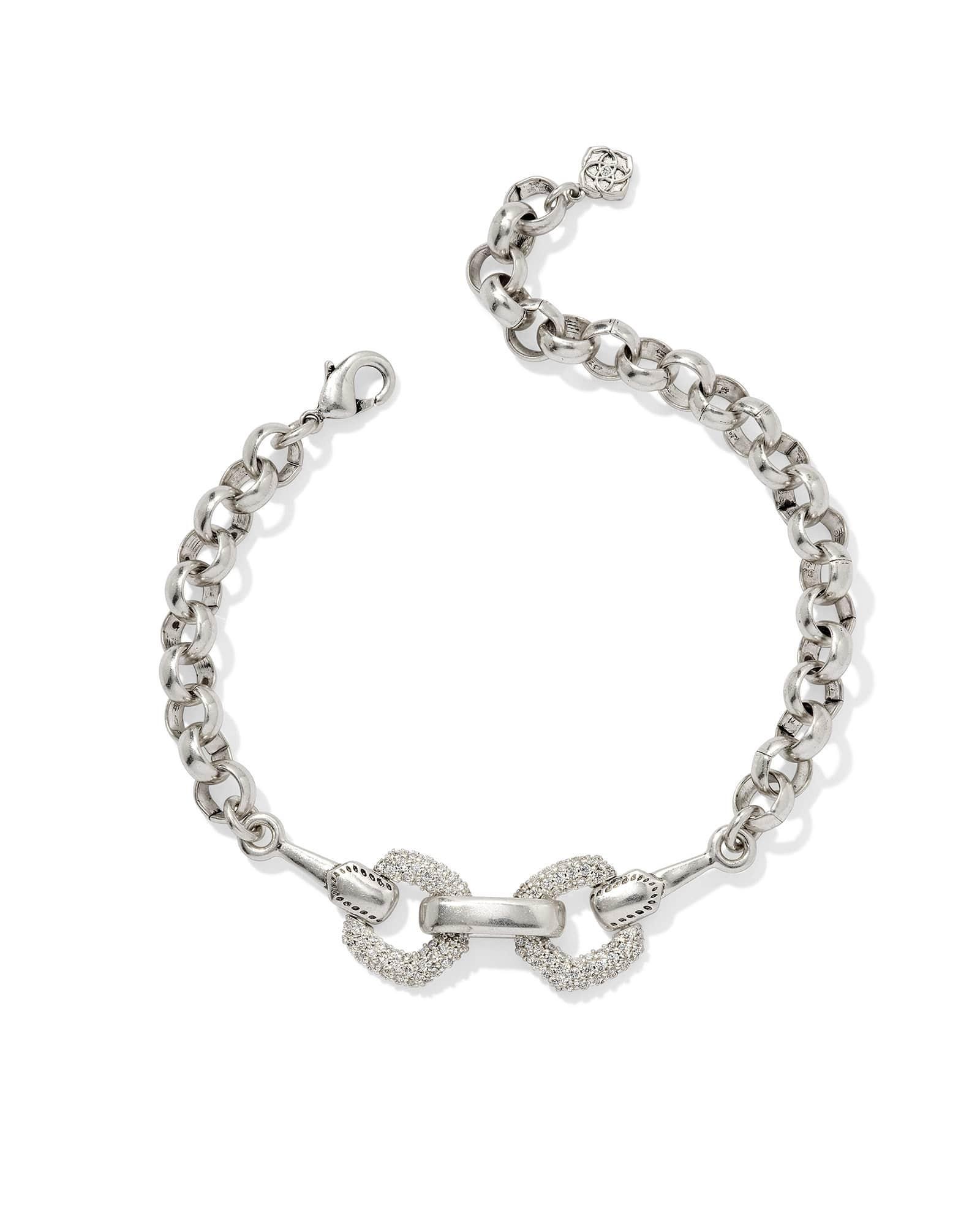 Beau Vintage Silver Pave Chain Bracelet in White Crystal Product Image