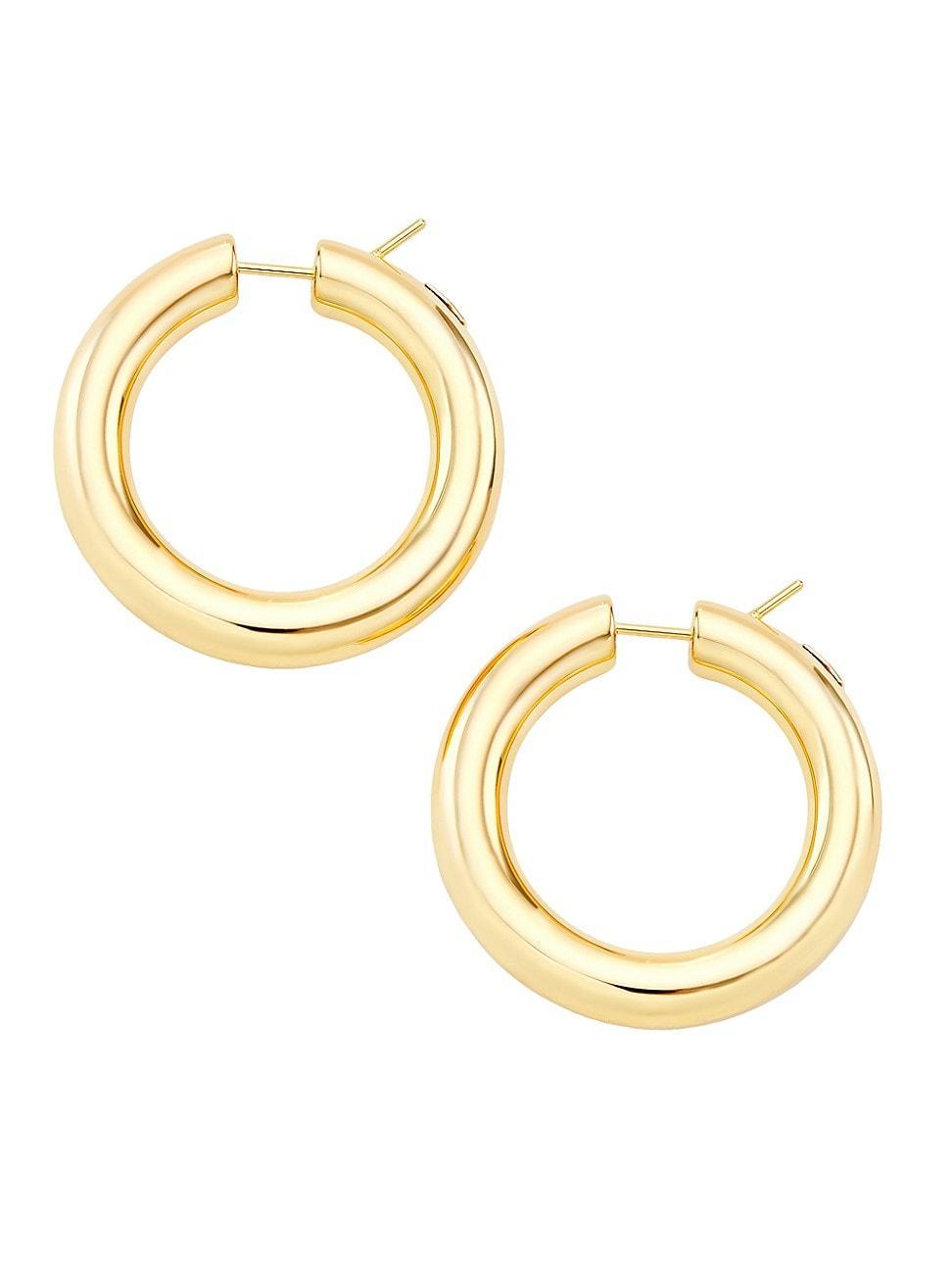 Womens 14K Yellow Gold Tubular Hoop Earrings/5MM x 35MM Product Image