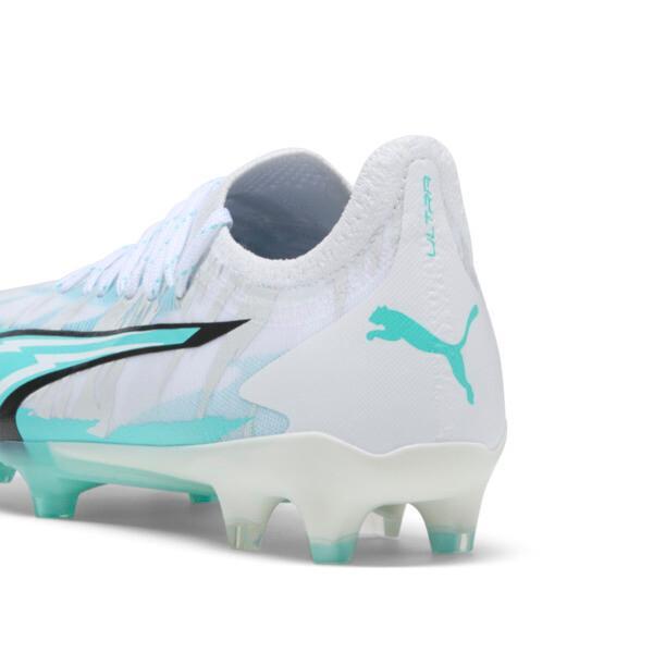 PUMA ULTRA ULTIMATE RUSH Firm Ground/Artificial Ground Women's Soccer Cleats Shoes in White/Elektro Aqua/Black Product Image