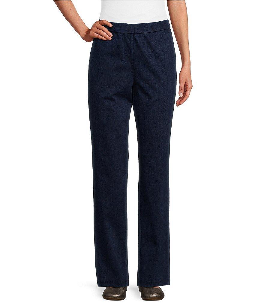 Allison Daley Washed Straight Leg Denim Knit Pull-On Pants Product Image