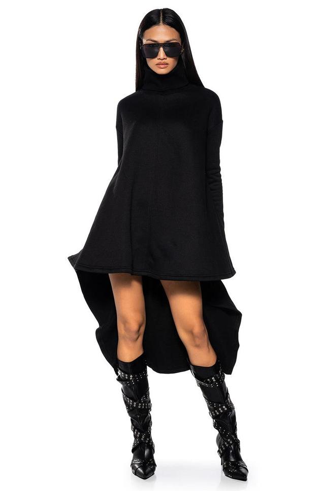 COZY MODE TURTLENECK HIGH LOW SWEATSHIRT DRESS Product Image