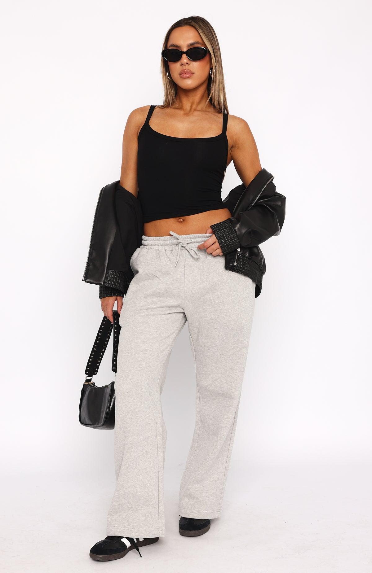 Stick With Me Wide Leg Sweatpants Grey Marle Product Image