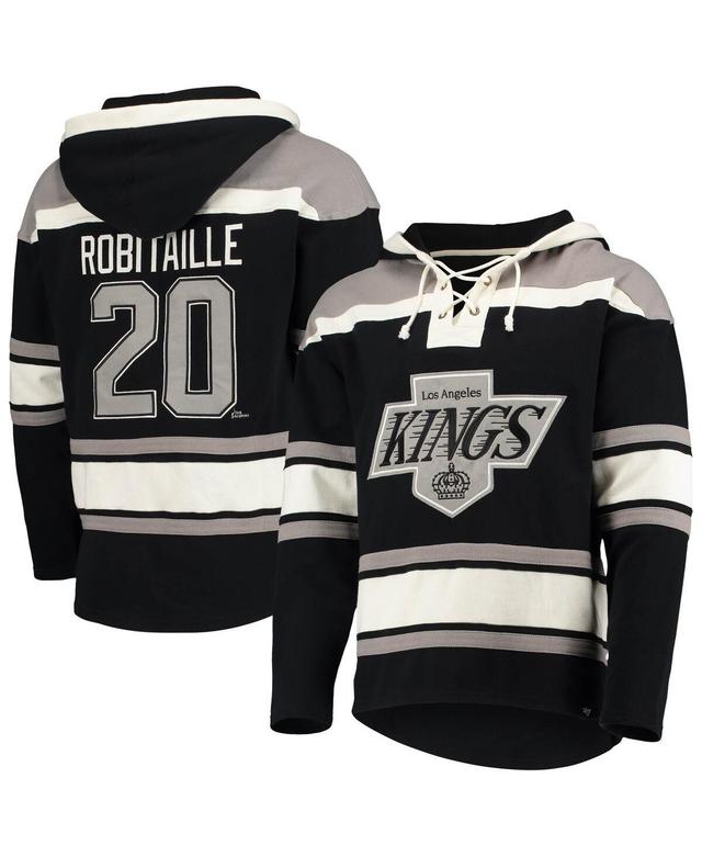 Mens 47 Brand Luc Robitaille Black Los Angeles Kings Retired Player Name and Number Lacer Pullover Hoodie Product Image