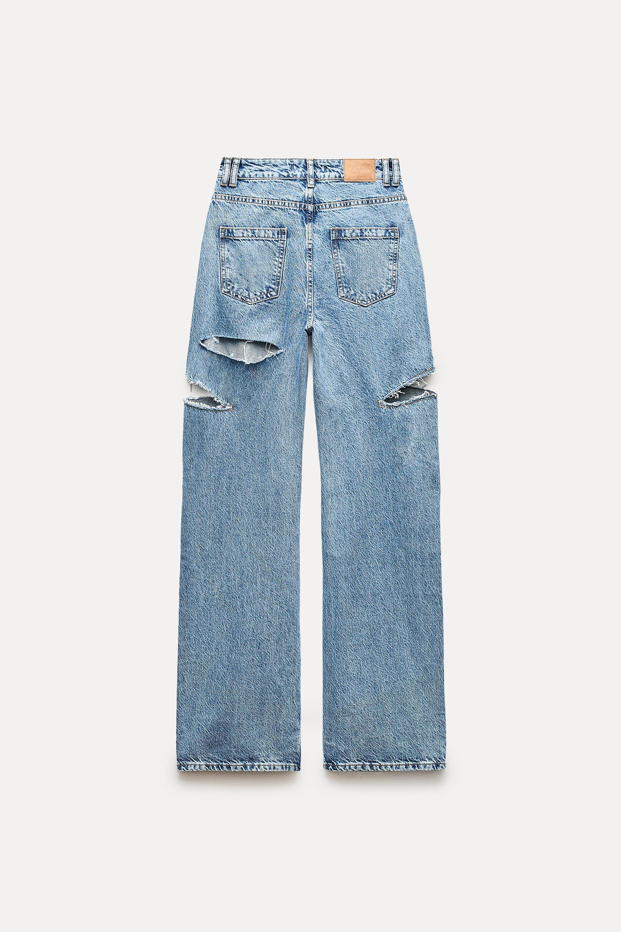 Z1975 MID WAIST RIPPED CUT OUT STRAIGHT LEG JEANS Product Image