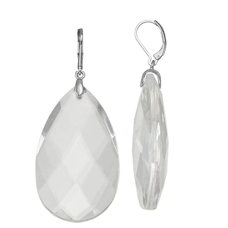 Simply Vera Vera Wang Silver Tone Clear Stone Statement Drop Earrings, Womens Product Image