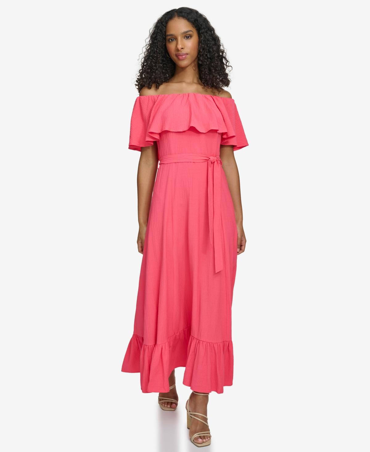 Women's Off-The-Shoulder Flounce Maxi Dress Product Image