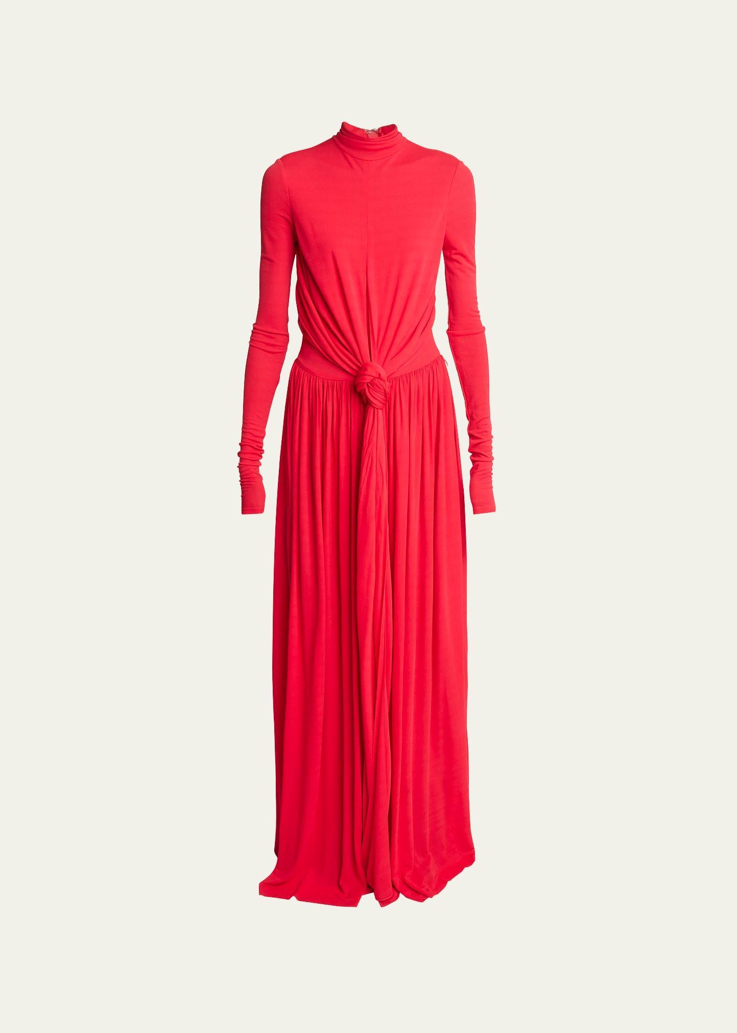 Meret Turtleneck Wrap-Waist Long-Sleeve Maxi Dress Product Image