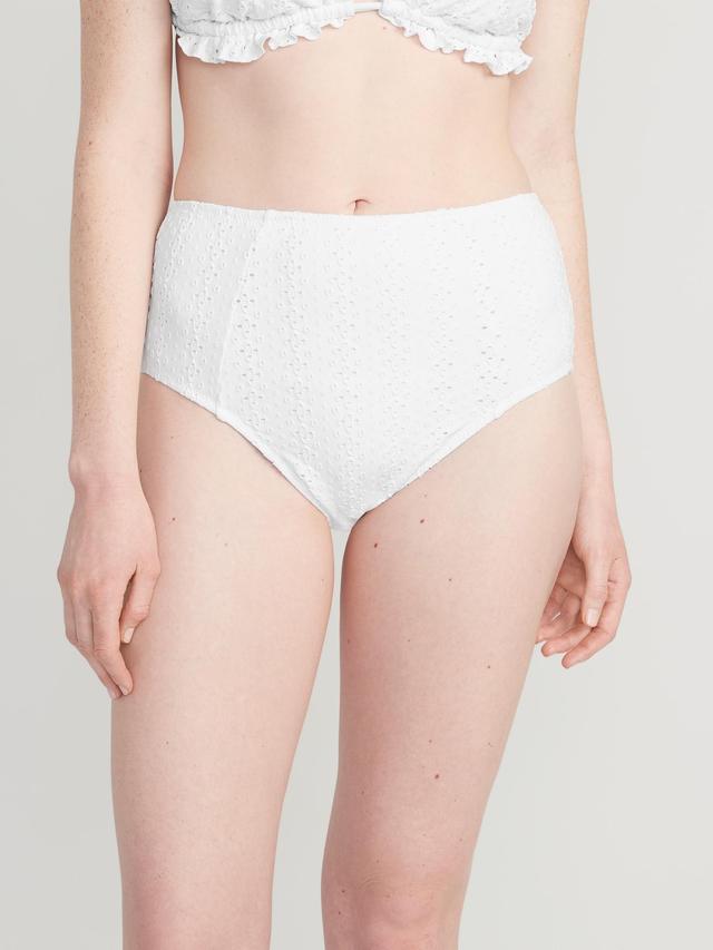 High-Waisted Eyelet Bikini Swim Bottoms Product Image