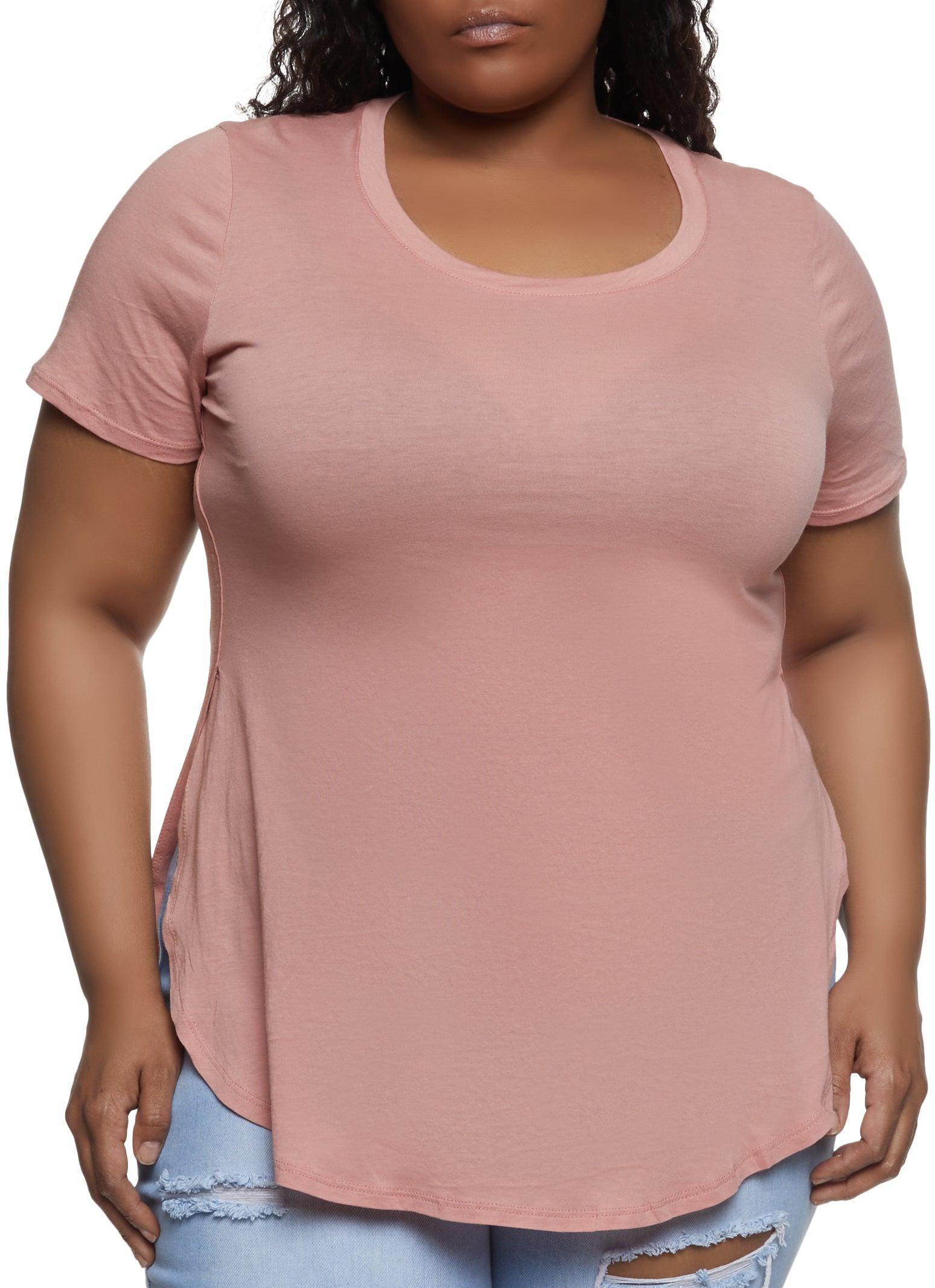 Womens Plus Size Basic Split Hem Tee Product Image