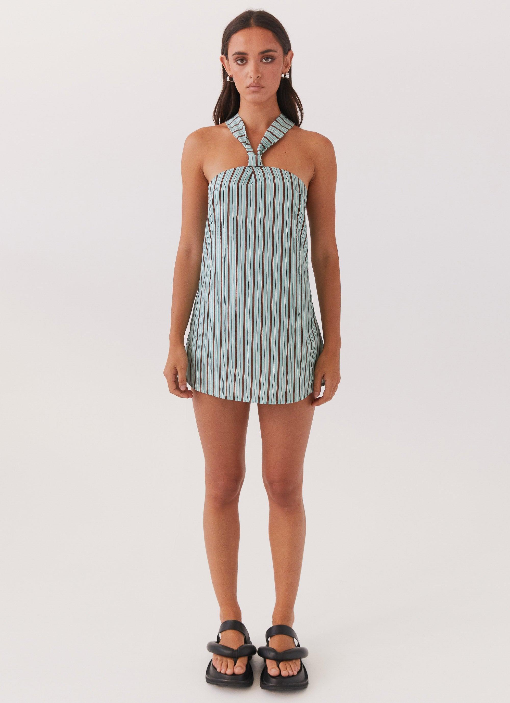 Keira Linen Mini Dress - Coastal Stripe Product Image