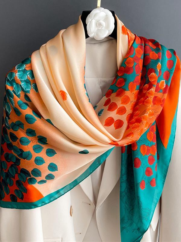 Leaves Print Sun Protection Shawl&Scarf Product Image