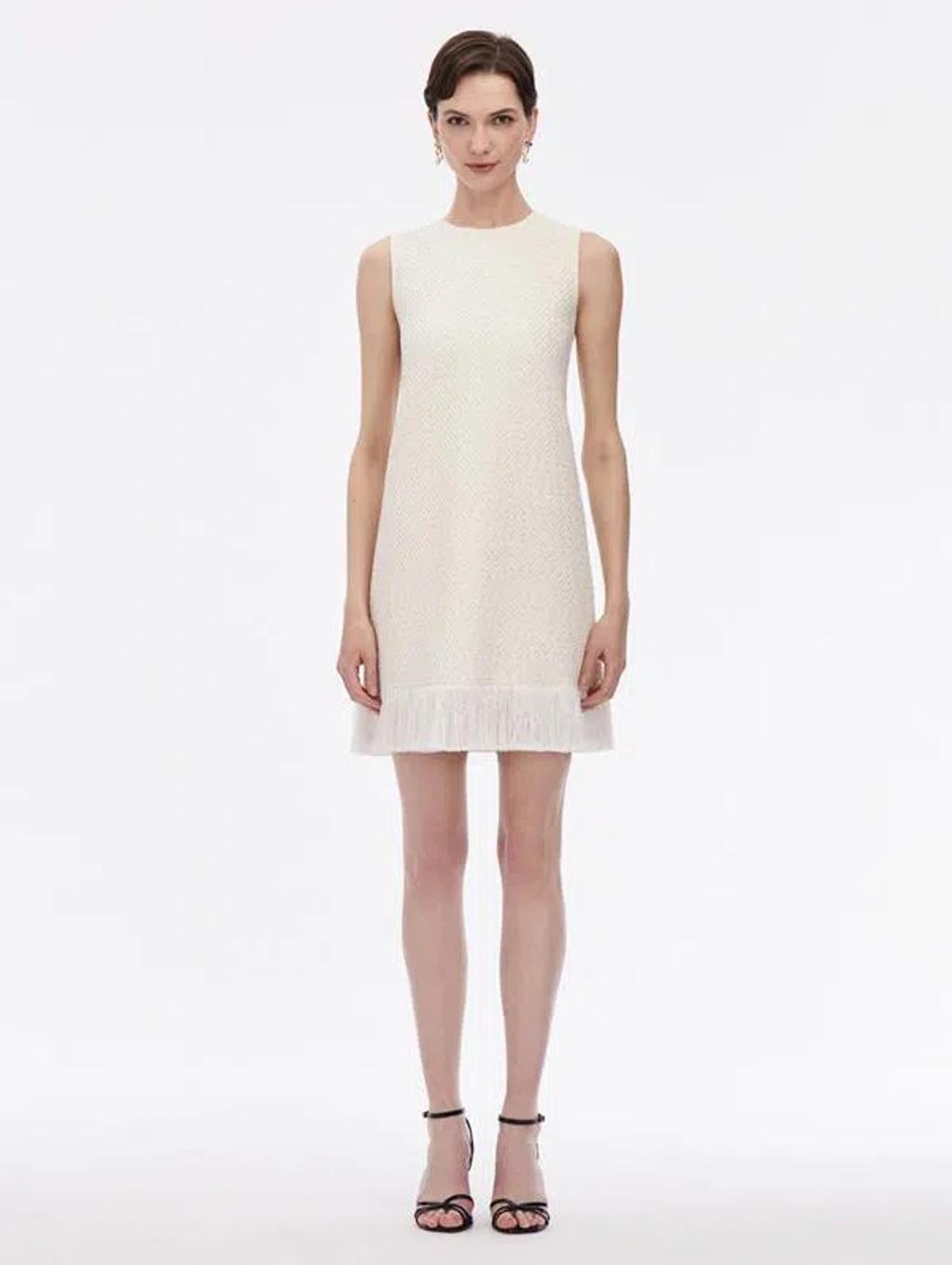 OSCAR DE LA RENTA Sequin Tweed Mini Dress In Ivory/gold Product Image