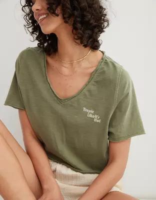 Aerie Cropped Graphic Beach T-Shirt Product Image