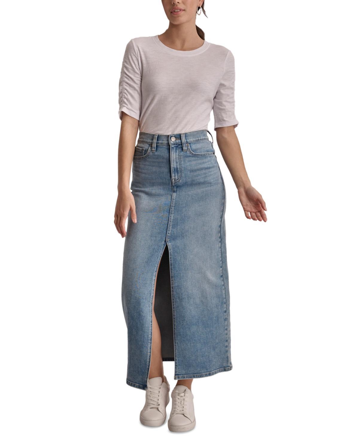 Dkny Jeans Womens Denim Slit-Front Maxi Skirt Product Image