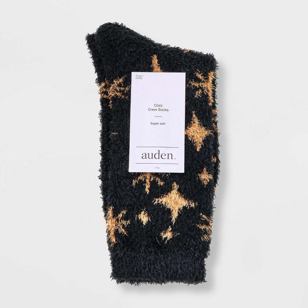 Women's Stars Cozy Crew Socks - Auden™ Black/Gold 4-10 Product Image