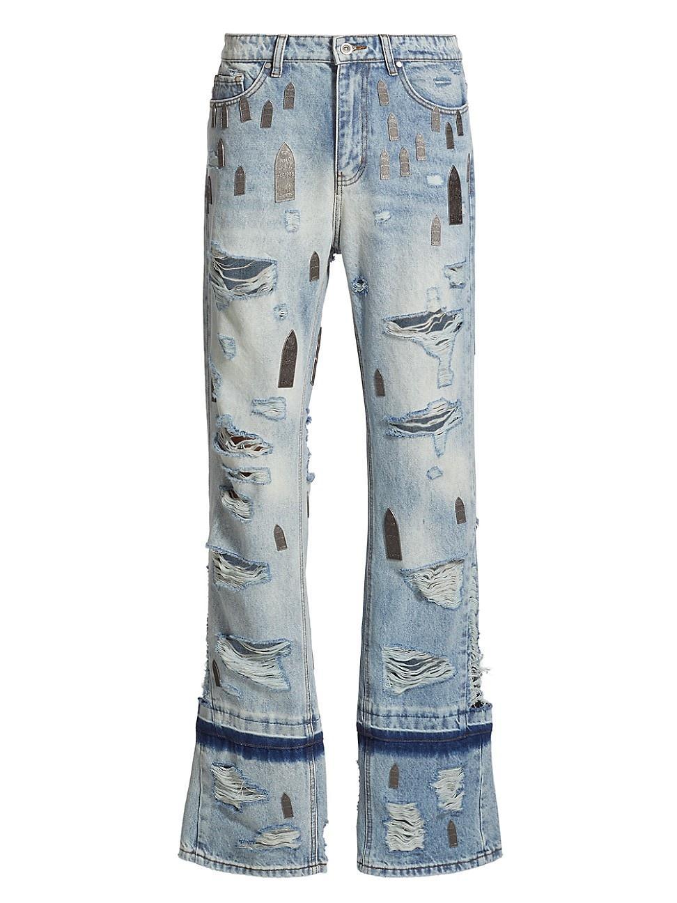 Mens Distressed Hardware Jeans Product Image