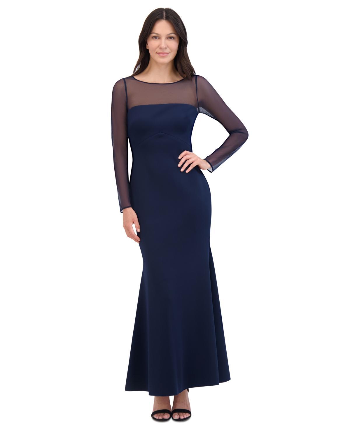 Eliza J Womens Rosette Illusion-Sleeve Evening Gown Product Image