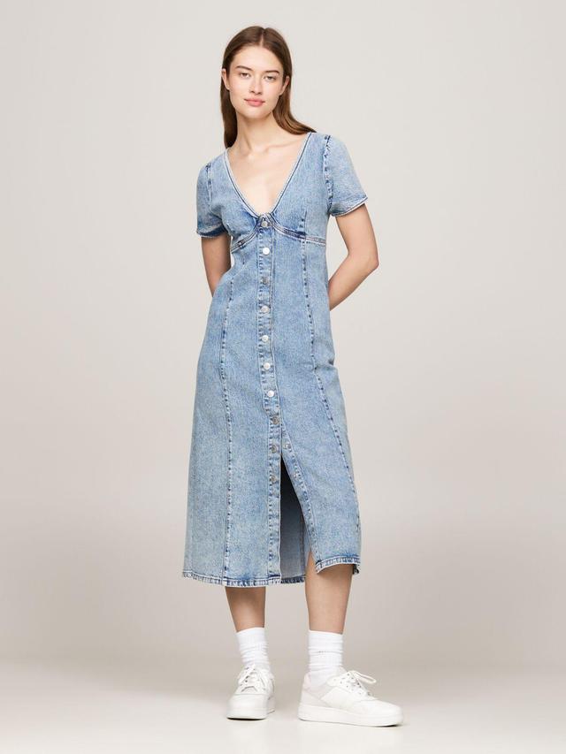 Tommy Hilfiger Women's Short-Sleeve Denim Midi Dress Product Image