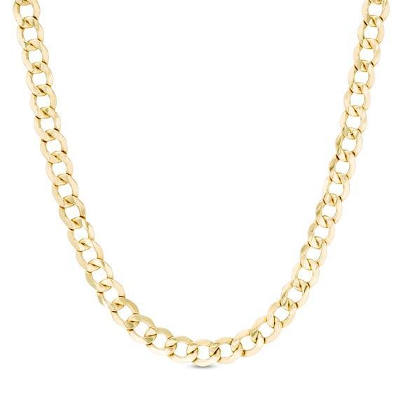 Men's 7.0mm Curb Chain Necklace in Hollow 14K Gold - 20" Product Image