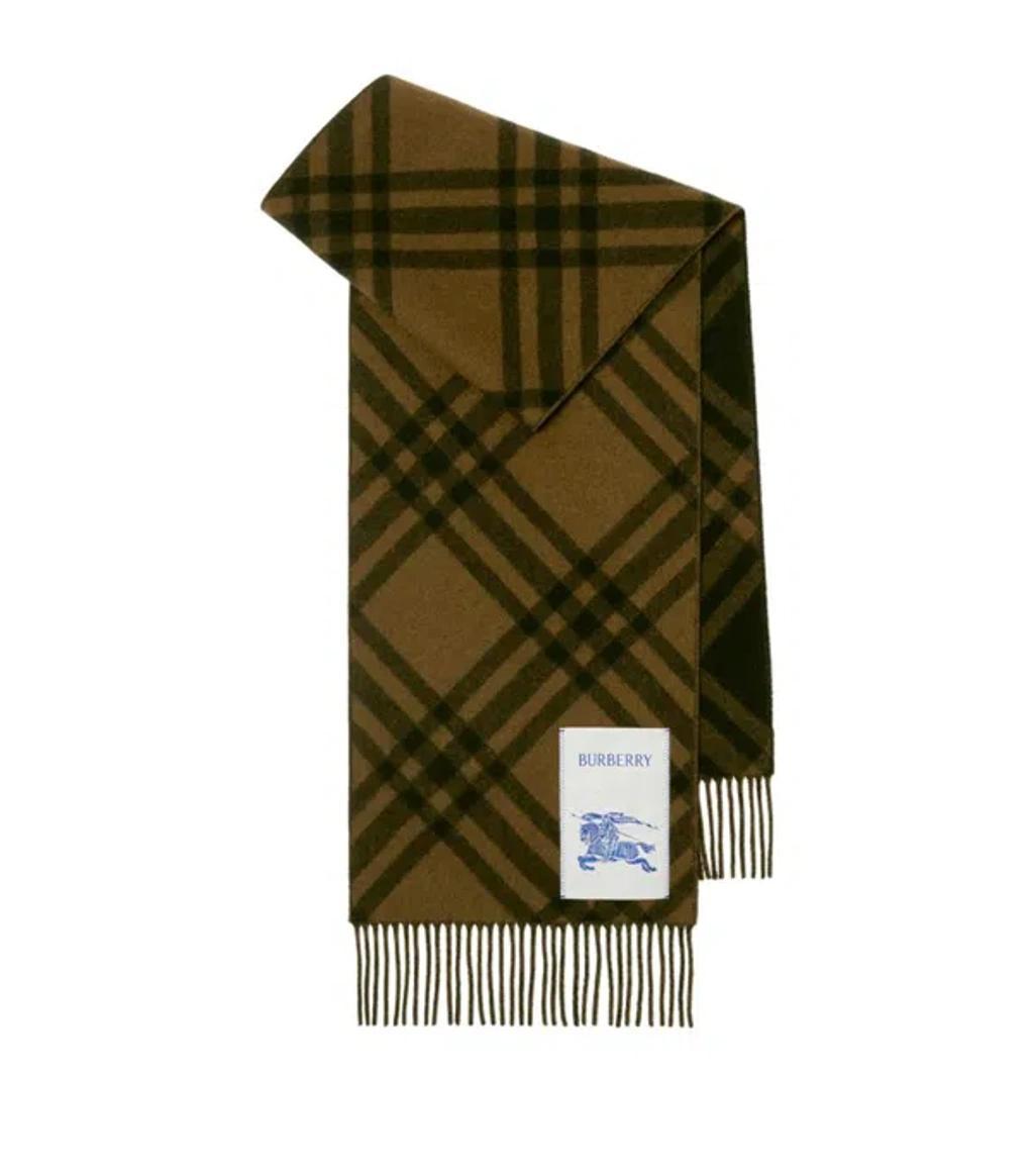 BURBERRY Cashmere Check Scarf In Green Product Image