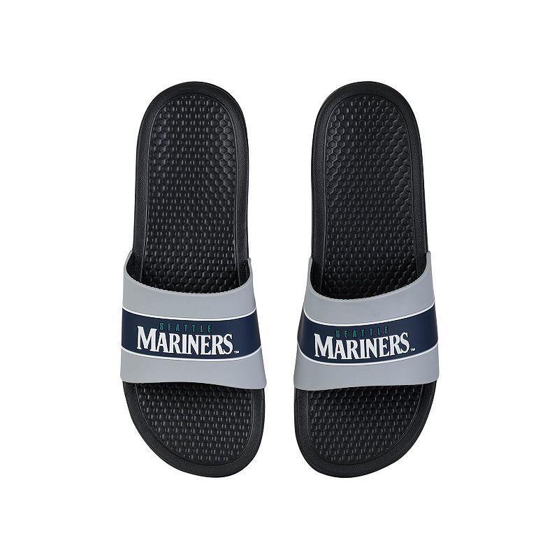 FOCO Seattle Mariners Stripe Raised Slide Sandals, Mens Product Image