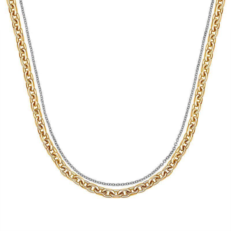 LYNX Stainless Steel Multistrand Layered Chain Necklace, Womens Gold Tone Product Image