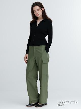 Womens Wide Straight Cargo Pants Green 2XL UNIQLO US Product Image