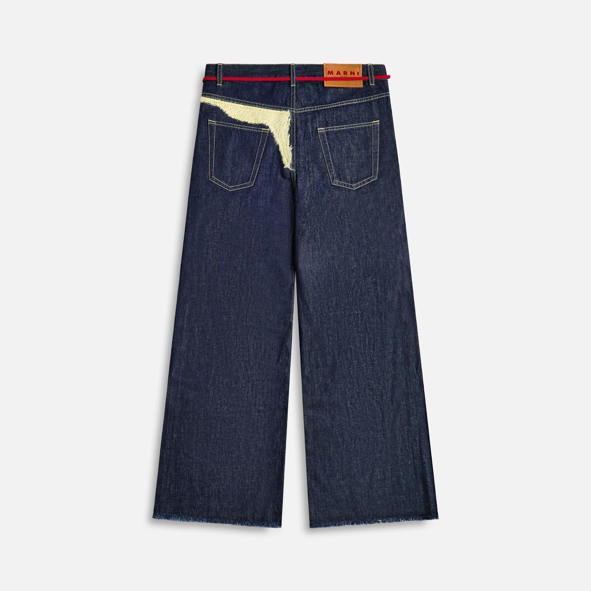 Marni Wool Patched Bull Denim - Blublack Male Product Image