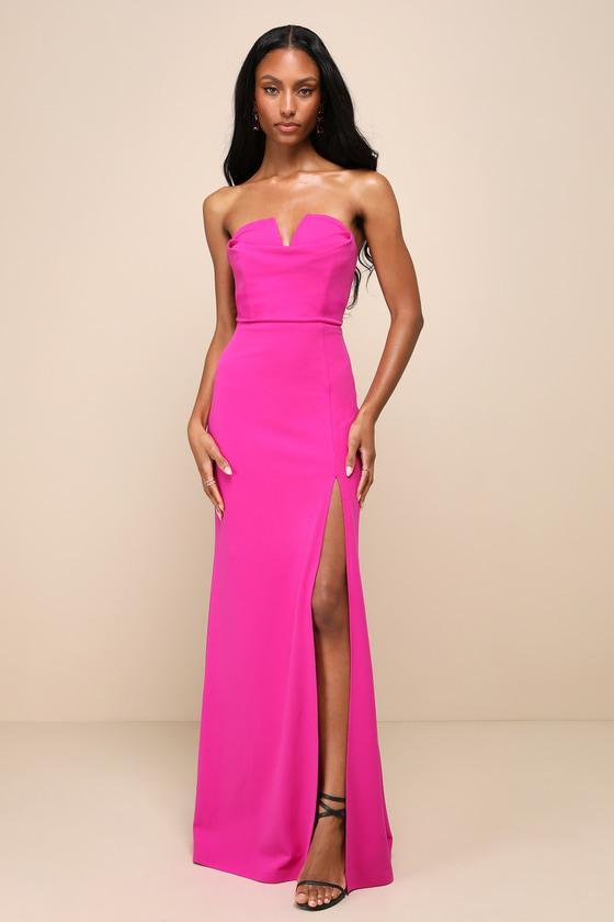 Effortless Radiance Magenta Strapless Mermaid Maxi Dress Product Image