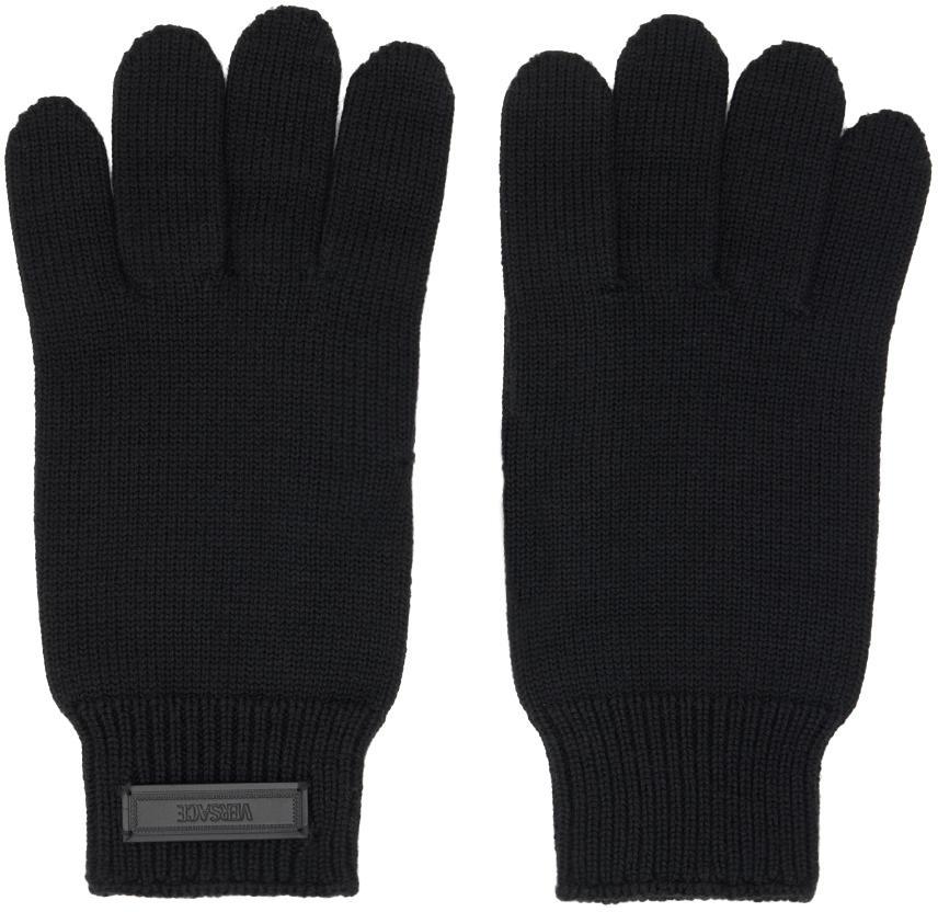 VERSACE Black Logo Gloves Product Image