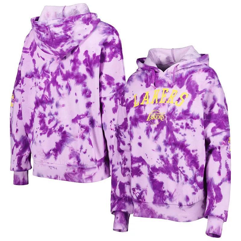 Womens New Era Los Angeles Lakers Brushed Cotton Tie-Dye Pullover Hoodie Product Image