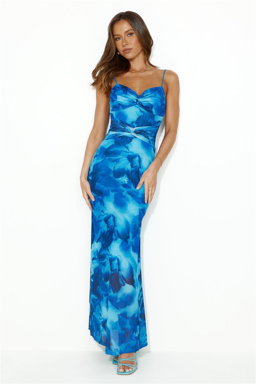 Design Worthy Mesh Maxi Dress Blue Product Image