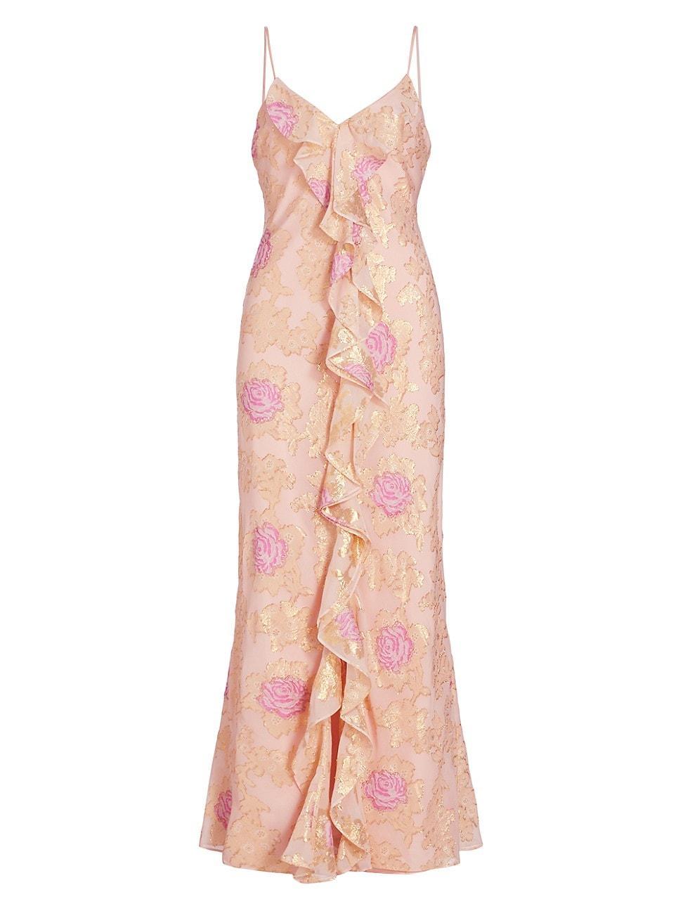 Womens June Silk-Blend Floral Maxi Dress Product Image