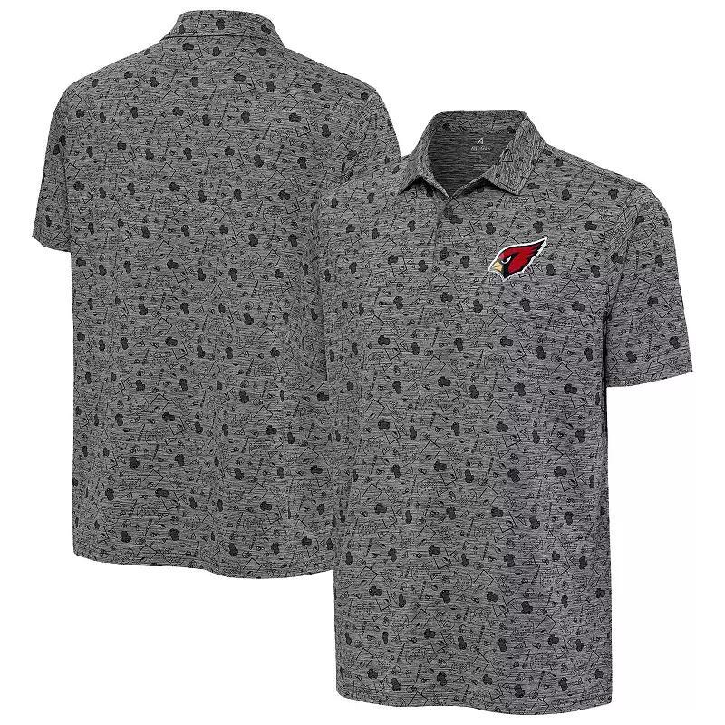 Mens Antigua Heather Black Arizona Cardinals Relentless Polo Product Image